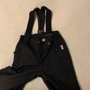 ETIREL Children's Black Snow Overalls with Adjustable Straps